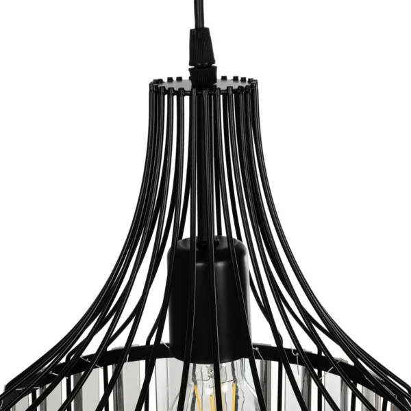 GloboStar® LUMAON 201-0081 Vintage Κρεμαστό Φωτιστικό Πλέγμα Μονόφωτο 1 x E27 IP20 Μαύρο Μέταλλο - Μ28 x Π28 x Υ80cm - Image 8