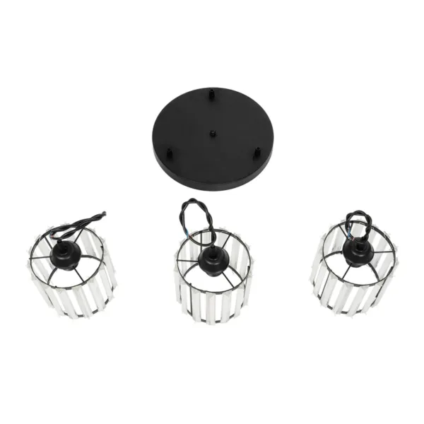 GloboStar® FLAREX 201-0084 Vintage Κρεμαστό Φωτιστικό Πλέγμα Τρίφωτο 3 x E27 IP20 Μαύρο Μέταλλο με Κρυστάλλους - Μ33 x Π33 x Υ75cm - Image 9