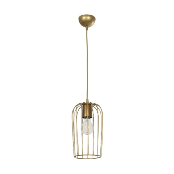 GloboStar® GLOMIA 201-0085 Vintage Κρεμαστό Φωτιστικό Πλέγμα Μονόφωτο 1 x E27 IP20 Μαύρο με Μπρονζέ Μέταλλο - Μ15 x Π15 x Υ75cm - Image 3