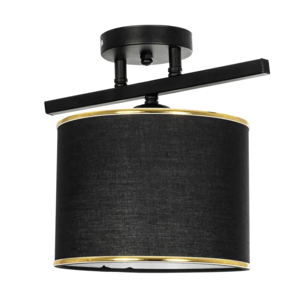 GloboStar® GLOWEN 201-0087 Vintage Φωτιστικό Οροφής Ράγα Μονόφωτο 1 x E27 IP20 Μαύρο Μέταλλο με Καφέ Υφάσμα - Μ28 x Π25 x Υ26cm - Image 3