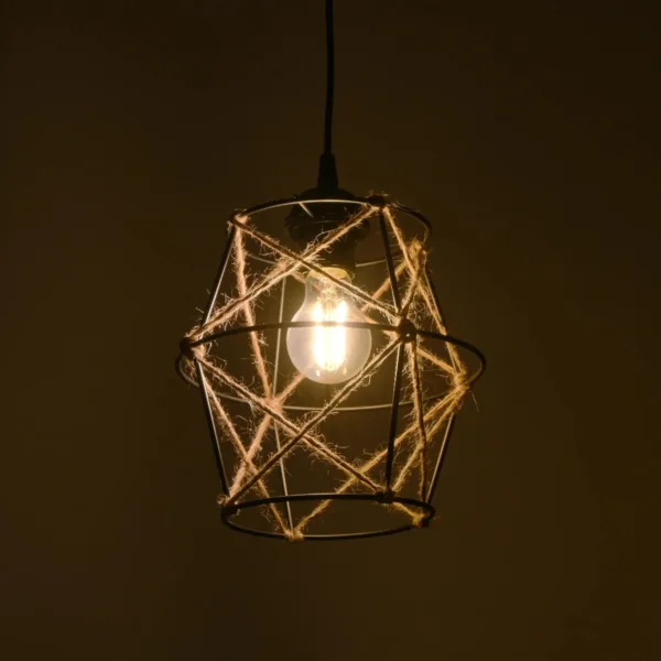 GloboStar® SOLON 201-0088 Vintage Κρεμαστό Φωτιστικό Πλέγμα Μονόφωτο 1 x E27 IP20 Μαύρο Μέταλλο -  Μ22 x Π22 x Υ86cm - Image 2