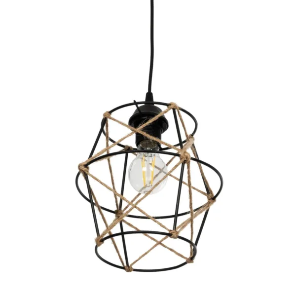 GloboStar® SOLON 201-0088 Vintage Κρεμαστό Φωτιστικό Πλέγμα Μονόφωτο 1 x E27 IP20 Μαύρο Μέταλλο -  Μ22 x Π22 x Υ86cm - Image 5