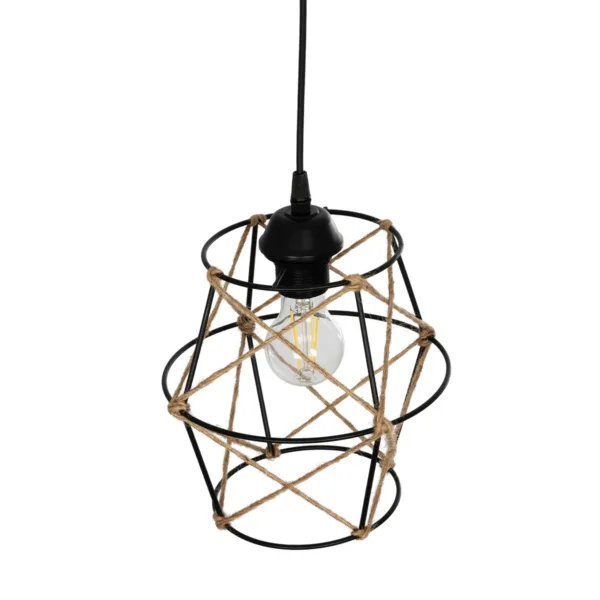 GloboStar® SOLON 201-0088 Vintage Κρεμαστό Φωτιστικό Πλέγμα Μονόφωτο 1 x E27 IP20 Μαύρο Μέταλλο -  Μ22 x Π22 x Υ86cm - Image 6