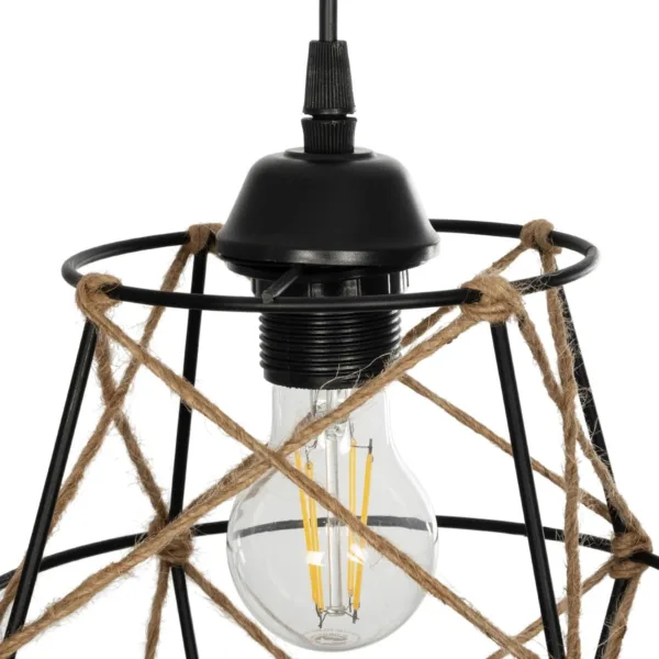 GloboStar® SOLON 201-0088 Vintage Κρεμαστό Φωτιστικό Πλέγμα Μονόφωτο 1 x E27 IP20 Μαύρο Μέταλλο -  Μ22 x Π22 x Υ86cm - Image 7