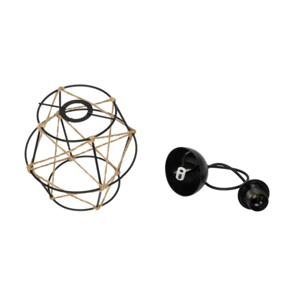 GloboStar® SOLON 201-0088 Vintage Κρεμαστό Φωτιστικό Πλέγμα Μονόφωτο 1 x E27 IP20 Μαύρο Μέταλλο -  Μ22 x Π22 x Υ86cm - Image 9