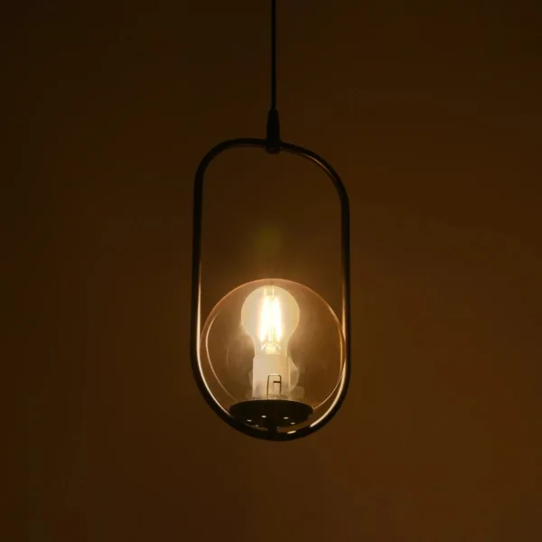 GloboStar® ZENITH 201-0093 Κρεμαστό Φωτιστικό Οροφής Μπάλα Μονόφωτο Vintage 1 x E27 IP20 Μαύρο Μέταλλο με Μελί Γυαλί - Μ17 x Π17 x Υ70cm - Image 2