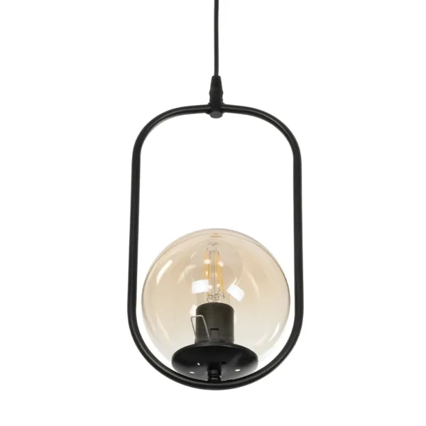 GloboStar® ZENITH 201-0093 Κρεμαστό Φωτιστικό Οροφής Μπάλα Μονόφωτο Vintage 1 x E27 IP20 Μαύρο Μέταλλο με Μελί Γυαλί - Μ17 x Π17 x Υ70cm - Image 4