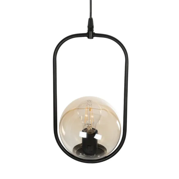 GloboStar® ZENITH 201-0093 Κρεμαστό Φωτιστικό Οροφής Μπάλα Μονόφωτο Vintage 1 x E27 IP20 Μαύρο Μέταλλο με Μελί Γυαλί - Μ17 x Π17 x Υ70cm - Image 5