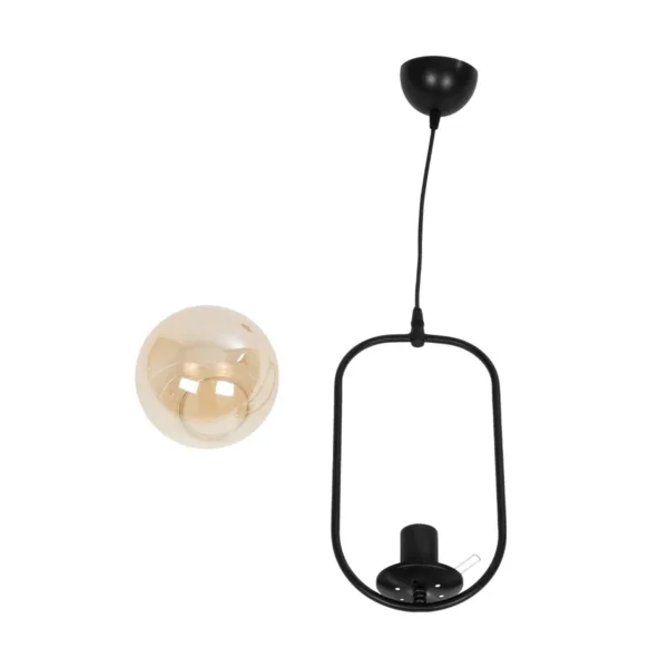 GloboStar® ZENITH 201-0093 Κρεμαστό Φωτιστικό Οροφής Μπάλα Μονόφωτο Vintage 1 x E27 IP20 Μαύρο Μέταλλο με Μελί Γυαλί - Μ17 x Π17 x Υ70cm - Image 8