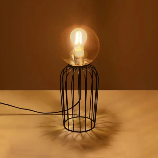 GloboStar® ZENITH 201-0094 Vintage Επιτραπέζιο Φωτιστικό Μπάλα Μονόφωτο 1 x E27 IP20 Μαύρο Μέταλλο με Μελί Γυαλί - Μ16 x Π16 x Υ46cm - Image 2
