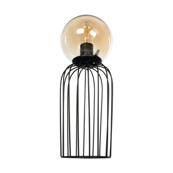 GloboStar® ZENITH 201-0094 Vintage Επιτραπέζιο Φωτιστικό Μπάλα Μονόφωτο 1 x E27 IP20 Μαύρο Μέταλλο με Μελί Γυαλί - Μ16 x Π16 x Υ46cm - Image 4