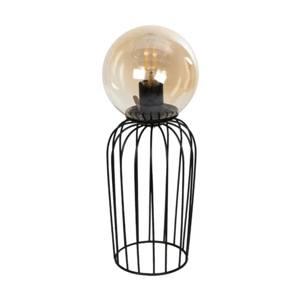 GloboStar® ZENITH 201-0094 Vintage Επιτραπέζιο Φωτιστικό Μπάλα Μονόφωτο 1 x E27 IP20 Μαύρο Μέταλλο με Μελί Γυαλί - Μ16 x Π16 x Υ46cm - Image 5