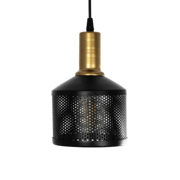 GloboStar® RADIANT 201-0097 Vintage Κρεμαστό Φωτιστικό Πλέγμα Τρίφωτο 3 x E27 IP20 Μαύρο & Χρυσό Μέταλλο - Μ30 x Π30 x Υ80cm - Image 6