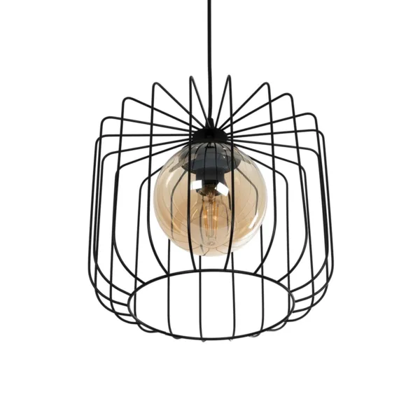 GloboStar® FLAMIA 201-0099 Vintage Κρεμαστό Φωτιστικό Πλέγμα Μονόφωτο 1 x E27 IP20 Μαύρο Μέταλλο - Μ25 x Π25 x Υ80cm - Image 5
