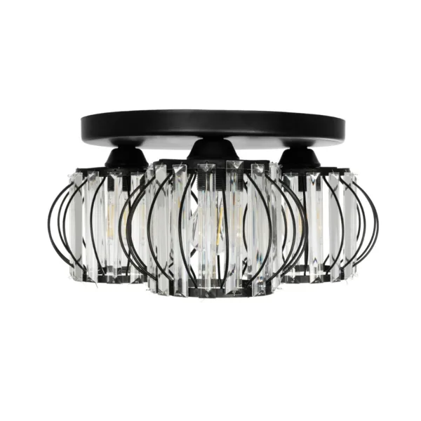 GloboStar® ILLUME 201-0100 Vintage Φωτιστικό Οροφής Κρύσταλλα Τρίφωτο 3 x E27 IP20 Μαύρο & Χρυσό Μέταλλο με Διάφανο Γυαλί - Μ35 x Π35 x Υ40cm - Image 3