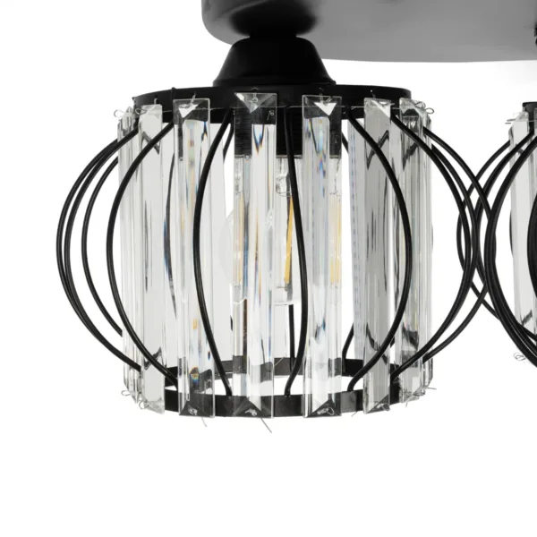 GloboStar® ILLUME 201-0100 Vintage Φωτιστικό Οροφής Κρύσταλλα Τρίφωτο 3 x E27 IP20 Μαύρο & Χρυσό Μέταλλο με Διάφανο Γυαλί - Μ35 x Π35 x Υ40cm - Image 5