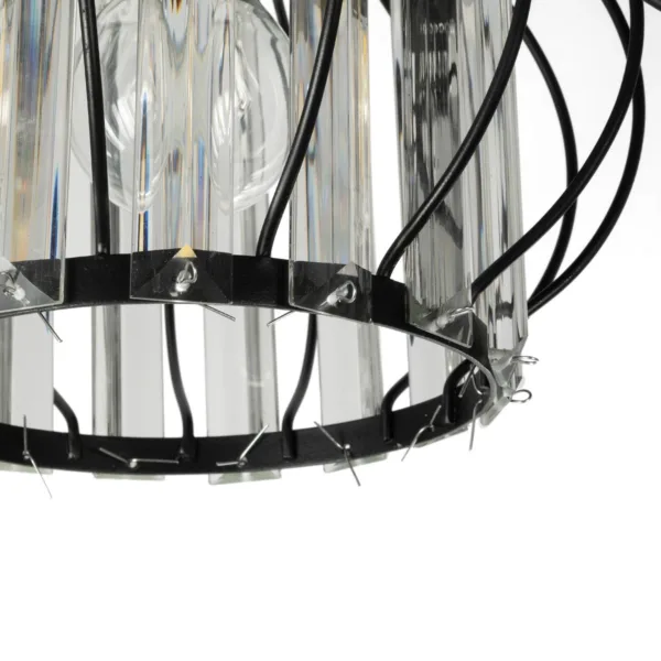 GloboStar® ILLUME 201-0100 Vintage Φωτιστικό Οροφής Κρύσταλλα Τρίφωτο 3 x E27 IP20 Μαύρο & Χρυσό Μέταλλο με Διάφανο Γυαλί - Μ35 x Π35 x Υ40cm - Image 6