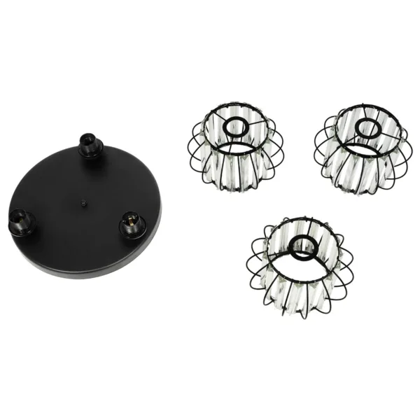 GloboStar® ILLUME 201-0100 Vintage Φωτιστικό Οροφής Κρύσταλλα Τρίφωτο 3 x E27 IP20 Μαύρο & Χρυσό Μέταλλο με Διάφανο Γυαλί - Μ35 x Π35 x Υ40cm - Image 8