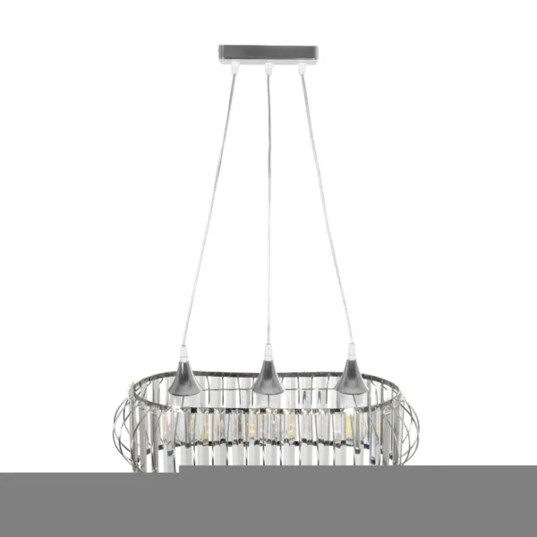 GloboStar® RAZIA 201-0101 Vintage Κρεμαστό Φωτιστικό Κρύσταλλα Τρίφωτο 3 x E27 IP20 Ασημί Μέταλλο με Διάφανο Γυαλί - Μ60 x Π40 x Υ70cm - Image 5