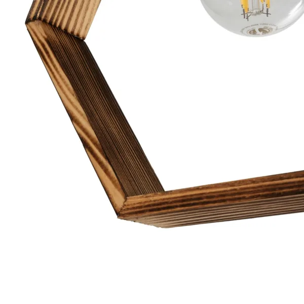 GloboStar® EMBER 201-0102 Vintage Κρεμαστό Φωτιστικό Φιγούρα Τρίφωτο 3 x E27 IP20 Μαύρο Μέταλλο με Καρυδί Ξύλο - Μ35 x Π40 x Υ70cm - Image 7