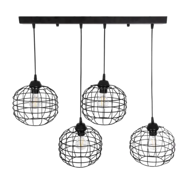 GloboStar® PULSAR 201-0103 Vintage Κρεμαστό Φωτιστικό Ράγα Πολύφωτο 4 x E27 IP20 Μαύρο Μέταλλο - Μ70 x Π20 x Υ80cm - Image 3