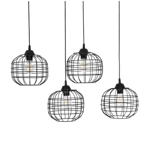 GloboStar® PULSAR 201-0103 Vintage Κρεμαστό Φωτιστικό Ράγα Πολύφωτο 4 x E27 IP20 Μαύρο Μέταλλο - Μ70 x Π20 x Υ80cm - Image 5