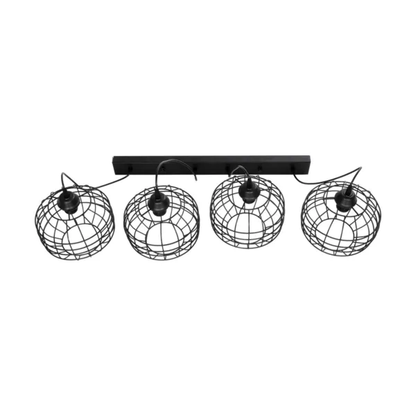 GloboStar® PULSAR 201-0103 Vintage Κρεμαστό Φωτιστικό Ράγα Πολύφωτο 4 x E27 IP20 Μαύρο Μέταλλο - Μ70 x Π20 x Υ80cm - Image 8