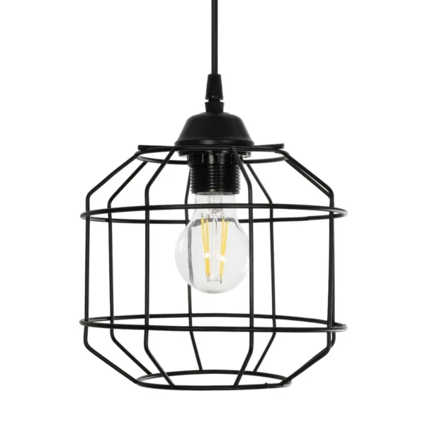 GloboStar® RAYNO 201-0108 Vintage Κρεμαστό Φωτιστικό Πλέγμα Τρίφωτο 3 x E27 IP20 Μαύρο Μέταλλο - Μ40 x Π40 x Υ60cm - Image 6