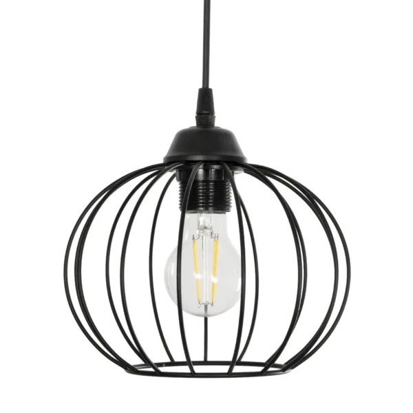 GloboStar® FLAMIA 201-0109 Vintage Κρεμαστό Φωτιστικό Πλέγμα Τρίφωτο 3 x E27 IP20 Μαύρο Μέταλλο - Μ40 x Π40 x Υ60cm - Image 6
