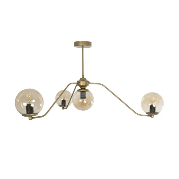 GloboStar® SUNRAY 201-0110 Vintage Κρεμαστό Φωτιστικό Μπάλα Πολύφωτο 4 x E27 IP20 Μαύρο Μέταλλο με Μελί Γυαλί - Μ55 x Π55 x Υ48cm - Image 3