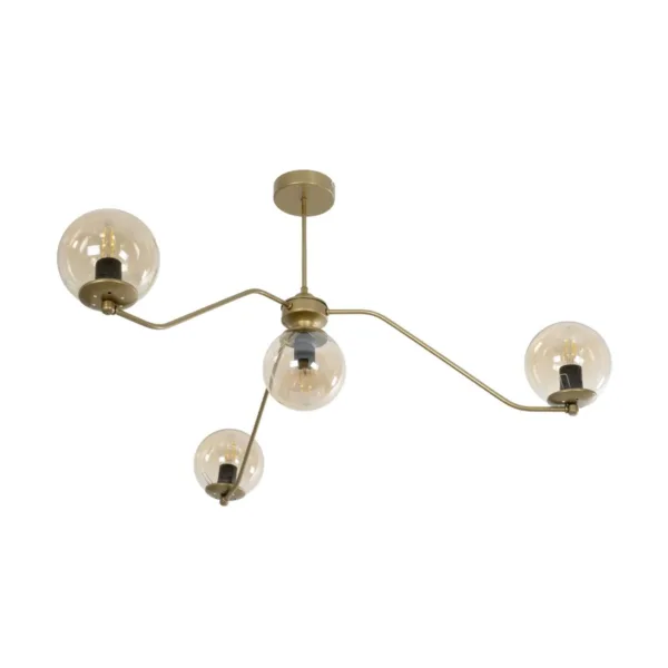 GloboStar® SUNRAY 201-0110 Vintage Κρεμαστό Φωτιστικό Μπάλα Πολύφωτο 4 x E27 IP20 Μαύρο Μέταλλο με Μελί Γυαλί - Μ55 x Π55 x Υ48cm - Image 4