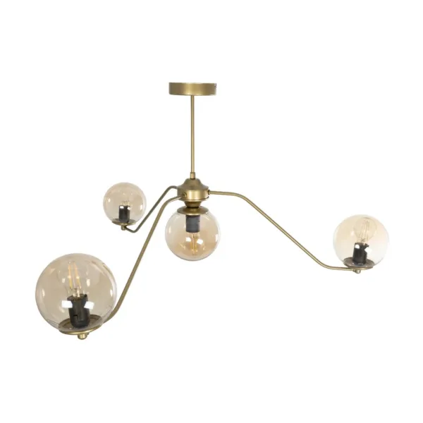 GloboStar® SUNRAY 201-0110 Vintage Κρεμαστό Φωτιστικό Μπάλα Πολύφωτο 4 x E27 IP20 Μαύρο Μέταλλο με Μελί Γυαλί - Μ55 x Π55 x Υ48cm - Image 5