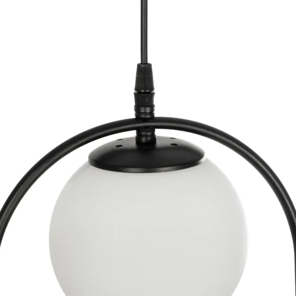 GloboStar® FLASHO 201-0111 Vintage Κρεμαστό Φωτιστικό Οροφής Ράγα Τρίφωτο 3 x E27 IP20 Μαύρο Μέταλλο με Γαλακτερό Γυαλί - Μ50 x Π25 x Υ70cm - Image 6