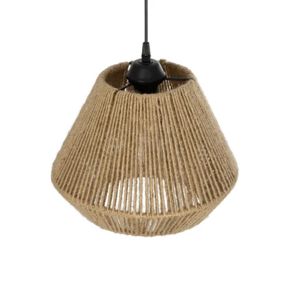 GloboStar® GLARO 201-0112 Vintage Κρεμαστό Φωτιστικό Καμπάνα Μονόφωτο 1 x E27 IP20 Μαύρο Μέταλλο με Μπεζ Σχοινί - Μ30 x Π30 x Υ70cm - Image 6
