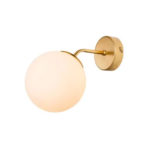 GloboStar® DALPH 203-0033 Vintage Επιτοίχιο Φωτιστικό Απλίκα Μονόφωτο 1 x E27 IP20 Χρυσό Μέταλλο με Λευκό Γυαλί - M15 x Π18 x Υ22.5cm