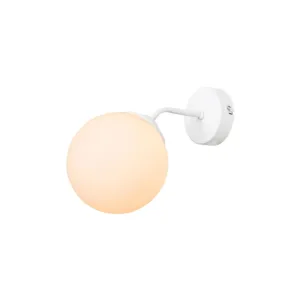 GloboStar® DALPH 203-0035 Vintage Επιτοίχιο Φωτιστικό Απλίκα Μονόφωτο 1 x E27 IP20 Λευκό Μέταλλο με Λευκό Γυαλί - M15 x Π18 x Υ22.5cm