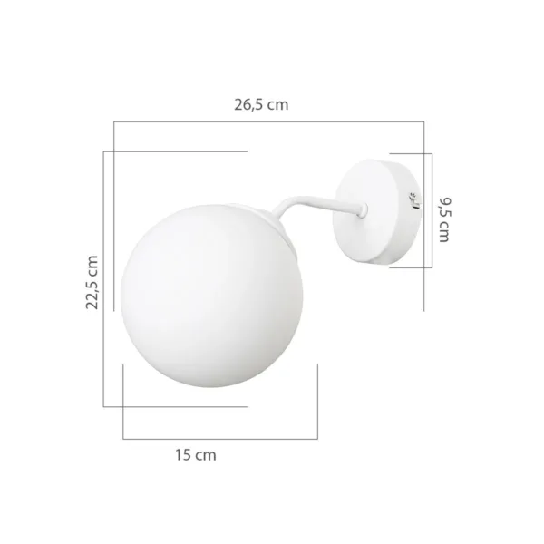 GloboStar® DALPH 203-0035 Vintage Επιτοίχιο Φωτιστικό Απλίκα Μονόφωτο 1 x E27 IP20 Λευκό Μέταλλο με Λευκό Γυαλί - M15 x Π18 x Υ22.5cm - Image 2