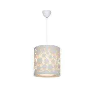 GloboStar® PETAL 203-0065 Μοντέρνο Κρεμαστό Φωτιστικό Καπέλο Μονόφωτο 1 x E27 IP20 Λευκό Πλαστικό - Μ23.5 x Π23.5 x Υ76cm