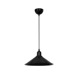 GloboStar® FONTE 203-0080 Μοντέρνο Κρεμαστό Φωτιστικό Καμπάνα Μονόφωτο 1 x E27 IP20 Μαύρο Πλαστικό - Μ25 x Π25 x Υ90cm