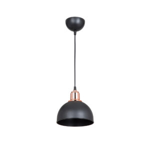 GloboStar® ΗUT 203-0145 Μοντέρνο Κρεμαστό Φωτιστικό Καμπάνα Μονόφωτο 1 x E27 IP20 Μάυρο με Χρυσό Πλαστικό - Μ17.5 x Π17.5 x Υ80cm