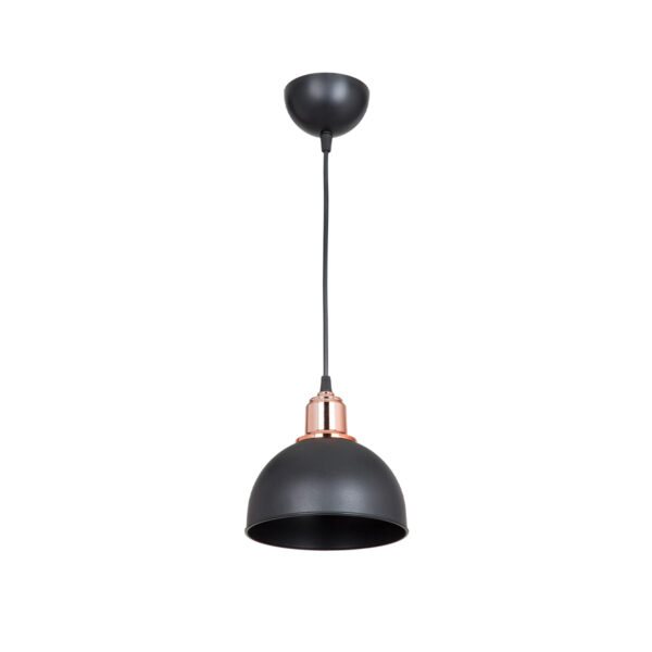 GloboStar® ΗUT 203-0145 Μοντέρνο Κρεμαστό Φωτιστικό Καμπάνα Μονόφωτο 1 x E27 IP20 Μάυρο με Χρυσό Πλαστικό - Μ17.5 x Π17.5 x Υ80cm
