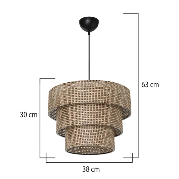 GloboStar® LEVEL 203-0171 Μοντέρνο Κρεμαστό Φωτιστικό Καπέλο Μονόφωτο 1 x E27 IP20 Καφέ Διάτρητο Ύφασμα - Μ38 x Π38 x Υ95cm - Image 2
