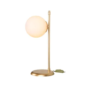 GloboStar® GLOBUS 203-0182 Μοντέρνο Επιτραπέζιο Φωτιστικό Μονόφωτο 1 x E27 IP20 Χρυσο Μέταλλο με Γαλακτερή Γυάλινη Μπάλα- Μ21 x Π16.5 x Υ45cm
