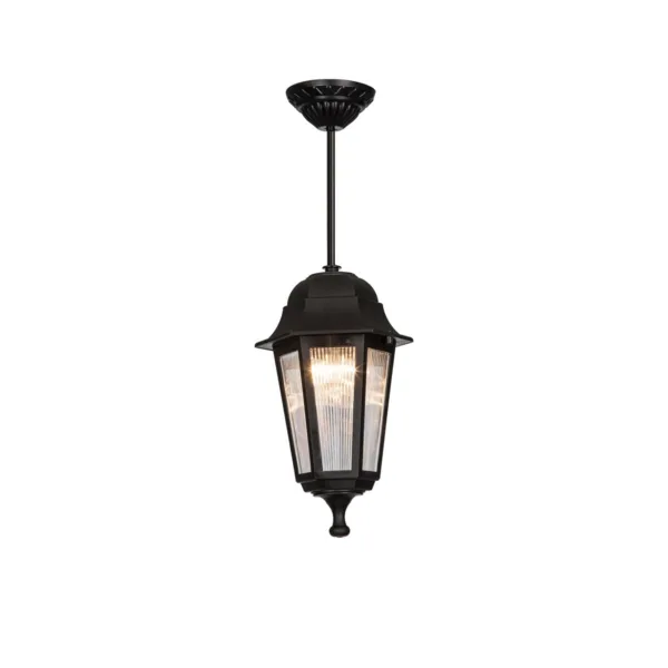 GloboStar® VITRO 203-0189 Vintage Κρεμαστό Φωτιστικό Φαναράκι Μονόφωτο 1 x E27 IP44 Μαύρο Πλαστικό Σώμα - Μ16 x Π16 x Υ48cm