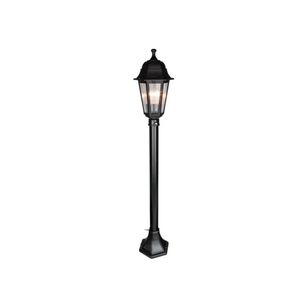 GloboStar® VITRO 203-0192 Vintage Επιδαπέδιο Φωτιστικό Φαναράκι Μονόφωτο 1 x E27 IP44 Μαύρο Πλαστικό Σώμα - Μ16 x Π16 x Υ100cm