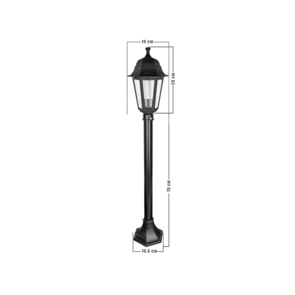 GloboStar® VITRO 203-0192 Vintage Επιδαπέδιο Φωτιστικό Φαναράκι Μονόφωτο 1 x E27 IP44 Μαύρο Πλαστικό Σώμα - Μ16 x Π16 x Υ100cm - Image 2