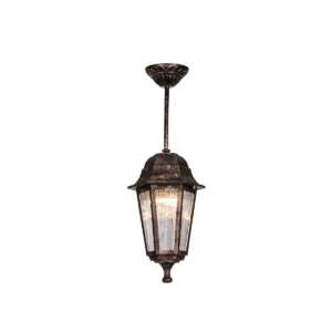 GloboStar® VITRO 203-0194 Vintage Κρεμαστό Φωτιστικό Φαναράκι Μονόφωτο 1 x E27 IP44 Χάλκινο Πλαστικό Σώμα - Μ16 x Π16 x Υ48cm
