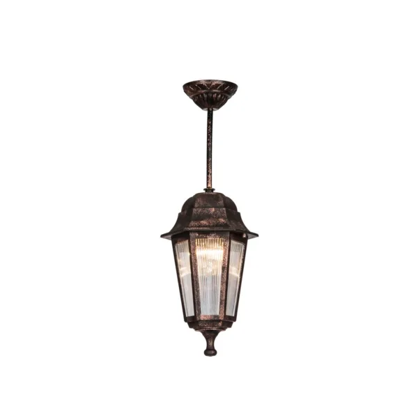 GloboStar® VITRO 203-0194 Vintage Κρεμαστό Φωτιστικό Φαναράκι Μονόφωτο 1 x E27 IP44 Χάλκινο Πλαστικό Σώμα - Μ16 x Π16 x Υ48cm