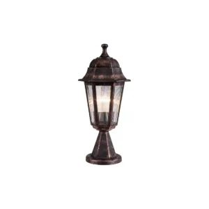 GloboStar® VITRO 203-0195 Vintage Επιδαπέδιο Φωτιστικό Φαναράκι Μονόφωτο 1 x E27 IP44 Χάλκινο Πλαστικό Σώμα - Μ16 x Π16 x Υ39cm