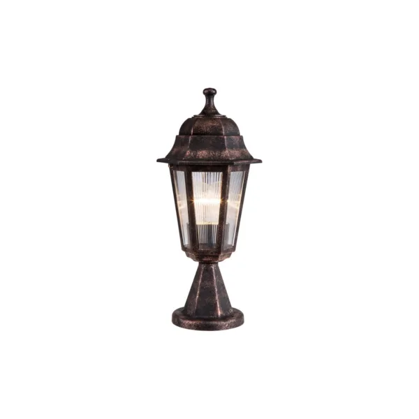GloboStar® VITRO 203-0195 Vintage Επιδαπέδιο Φωτιστικό Φαναράκι Μονόφωτο 1 x E27 IP44 Χάλκινο Πλαστικό Σώμα - Μ16 x Π16 x Υ39cm